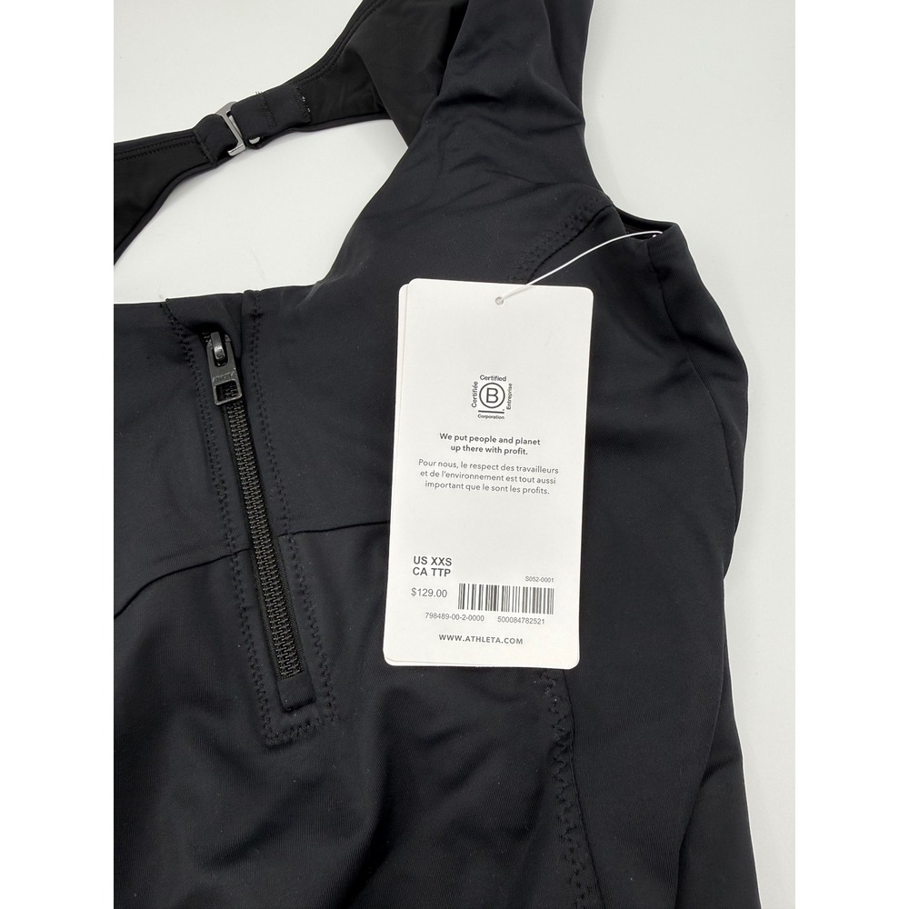 Athleta Deep Sea One Piece‎ Swimsuit Black Front Zip Open Back XXS - Picture 5 of 5